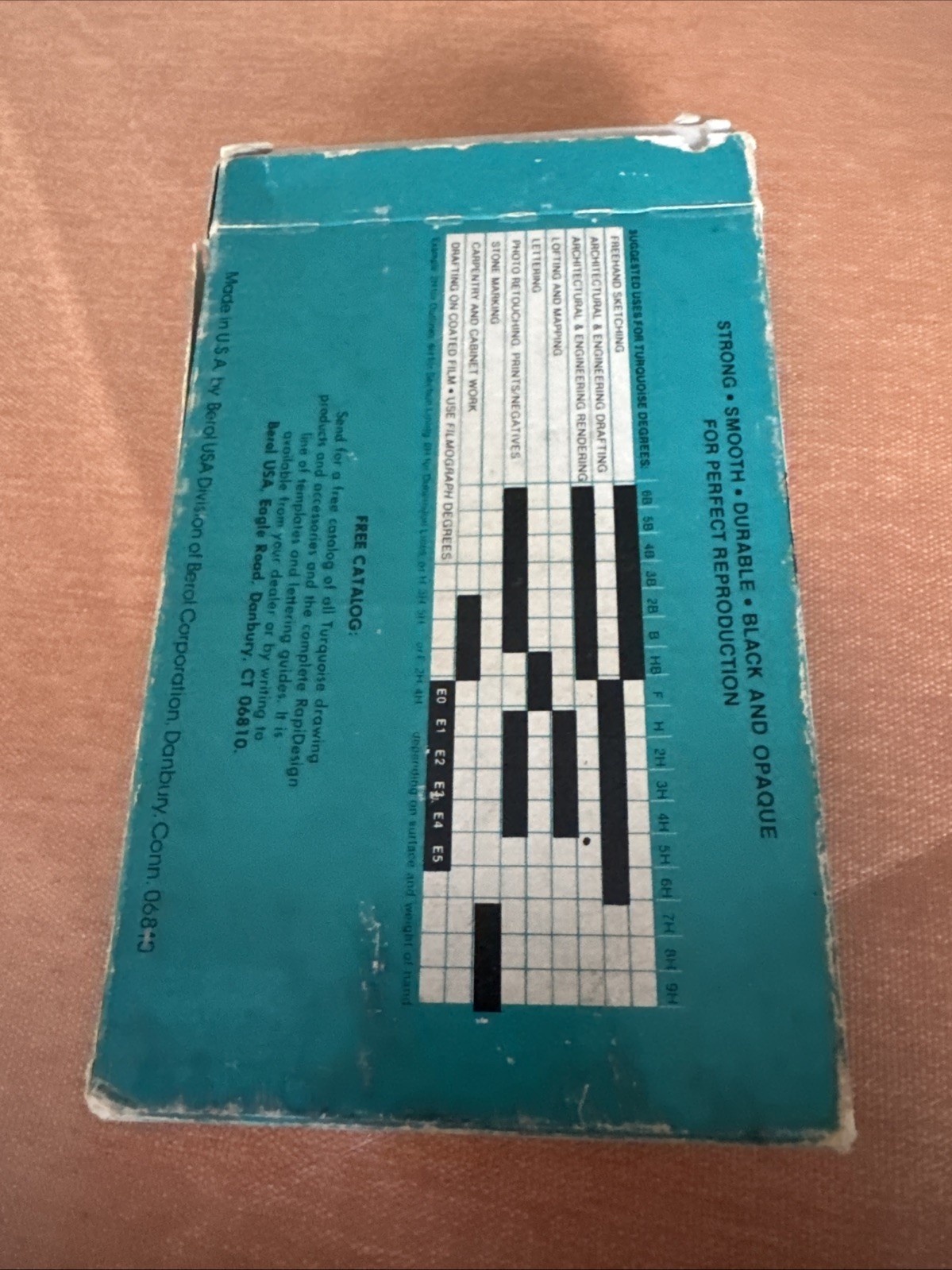 Vintage Berol Turquoise Eagle Drawing Leads 2375 3H 6 Dozen