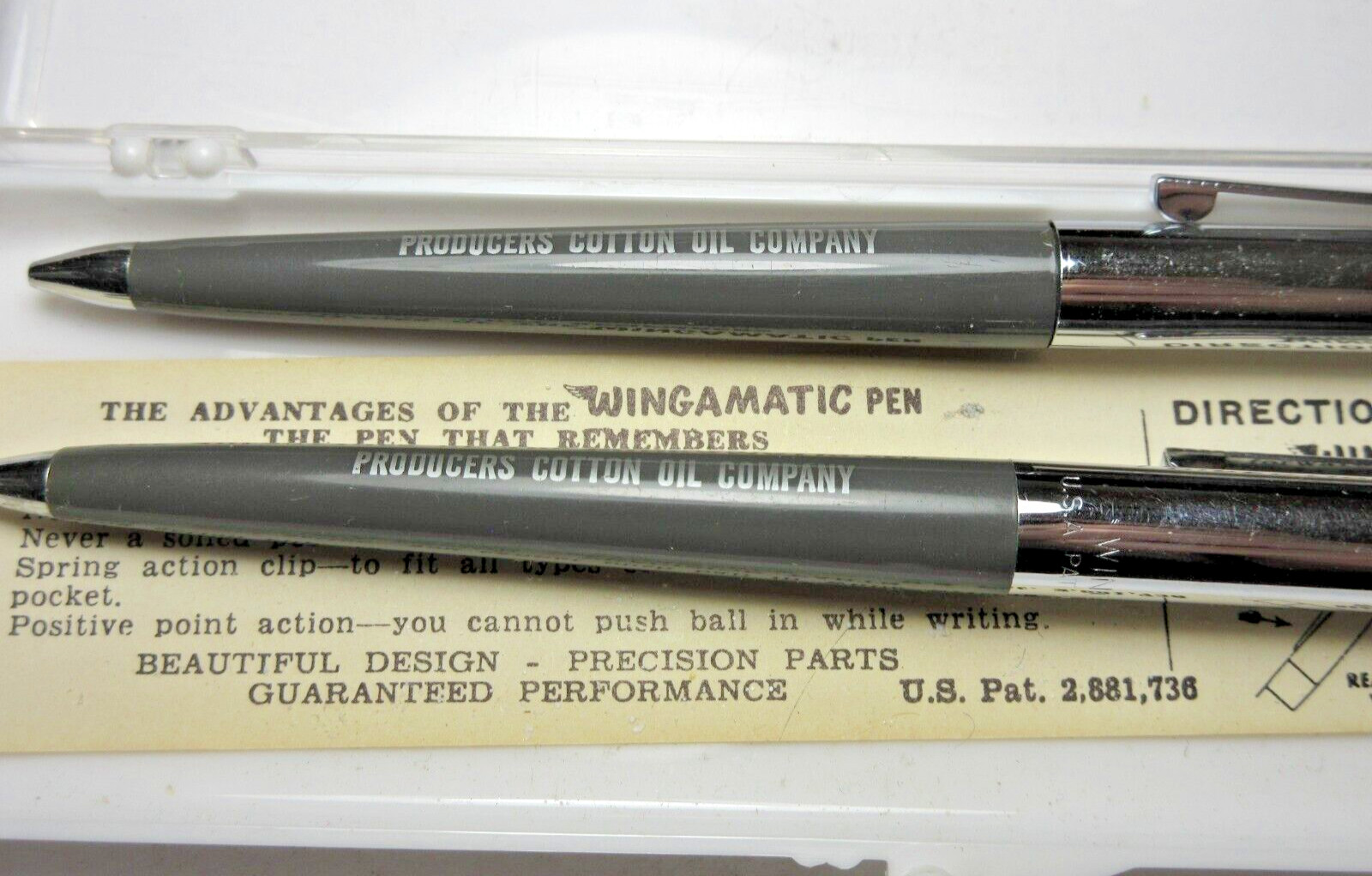 Vintage “Wingamatic” Pen & Mechanical Pencil Set = PRODUCERS COTTON GIN COMPANY