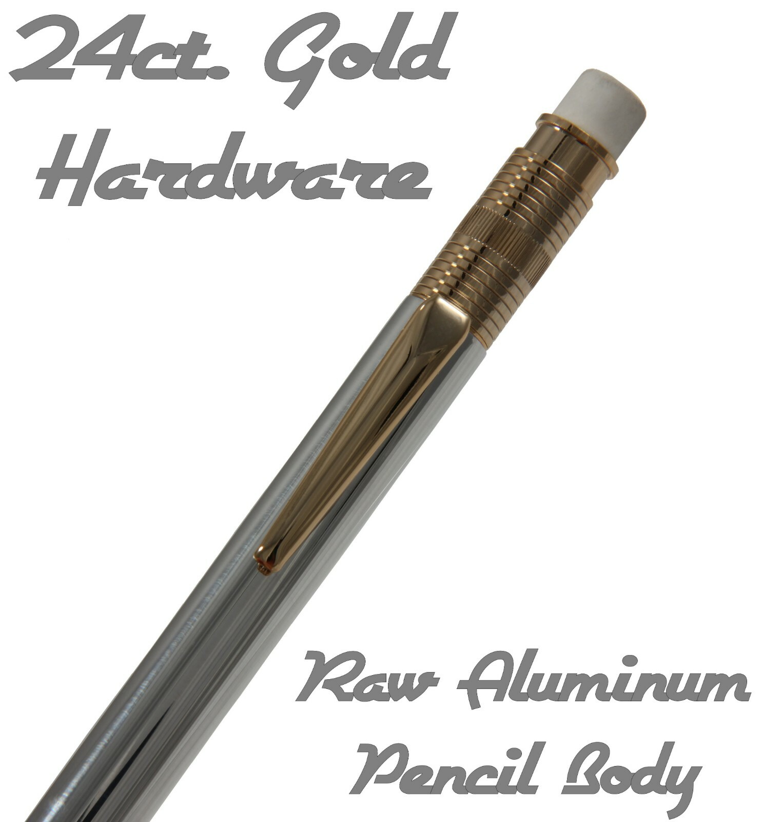 Handcrafted 2mm 24ct. Gold Throw Back Series Pencil with a Aluminum Body / #192
