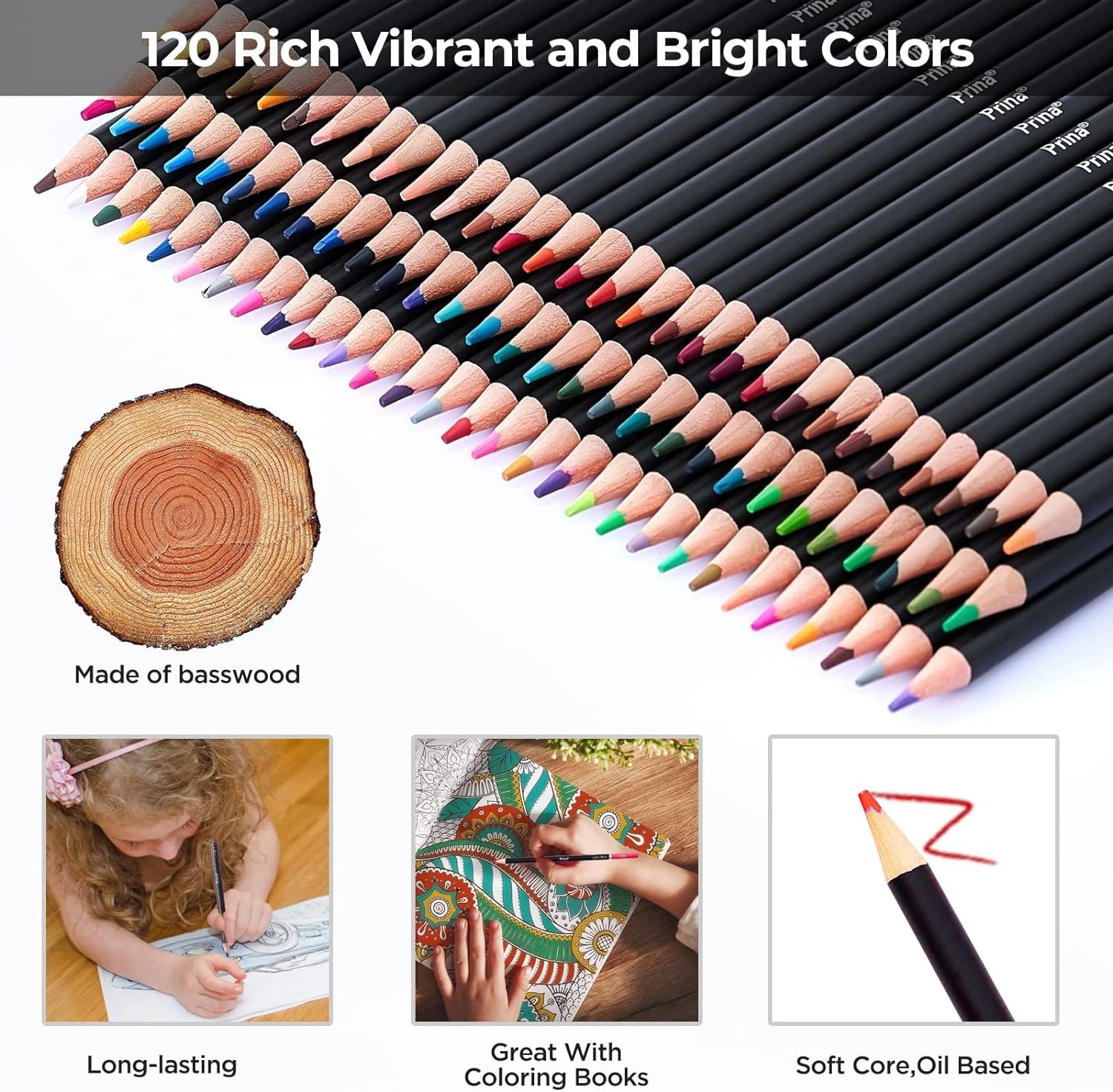 PRINA Art Supplies 120 Colors Colored Pencils Set for Adults Multicolor