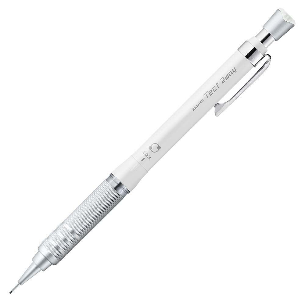 ZEBRA Mechanical Pencil, Tect 2-Way RO, 0.5mm, Metal White, Knurled Model, P-MA1