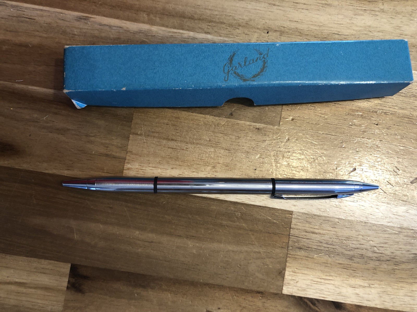 vintage GARLAND combination ballpoint pen and 0.9mm pencil USA 1978 Chrome W/box
