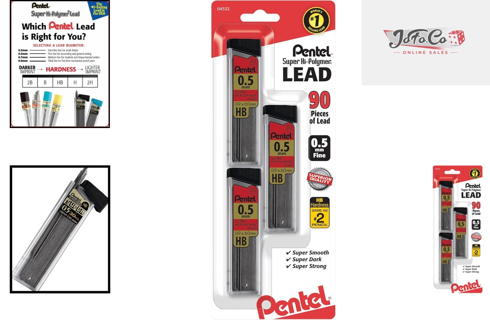 Professional Quality 0.5 mm Super Hi-Polymer Lead Refill Pack of 90 – Dark Lines