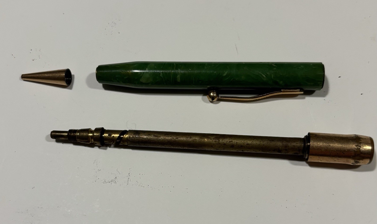 Chilton Vintage Mechanical Pencil Art Deco Green Marbled Celluloid Functional