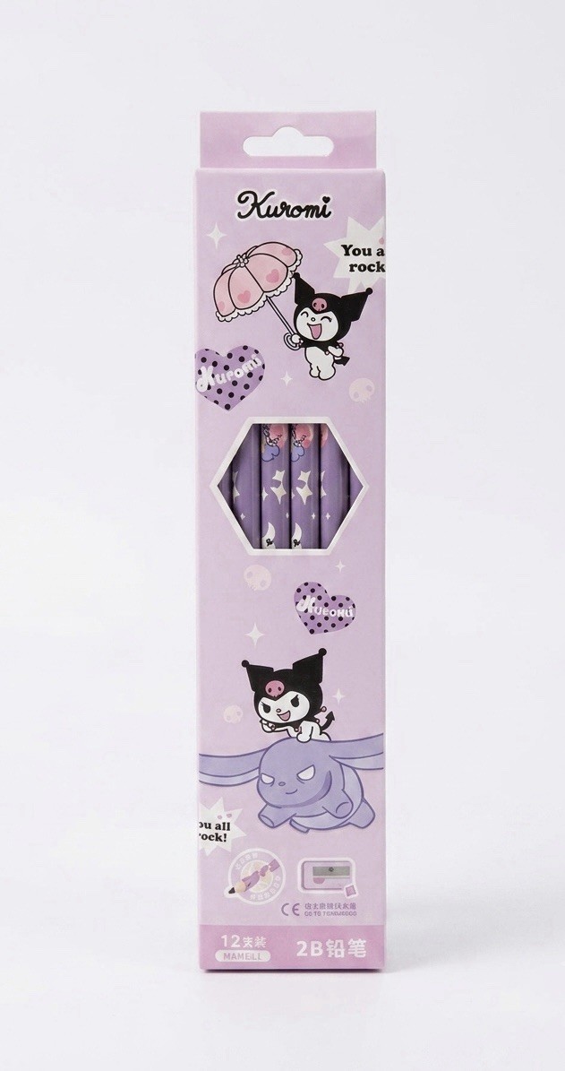 3-Pack Kuromi Character Themed 2B Pencil Set (36 Pencils Total) Cute Stationery