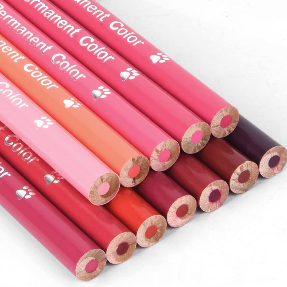 qianshan 12 Red Colored Pencils Oil Based Pre-sharpened Wooden 12 red pencils