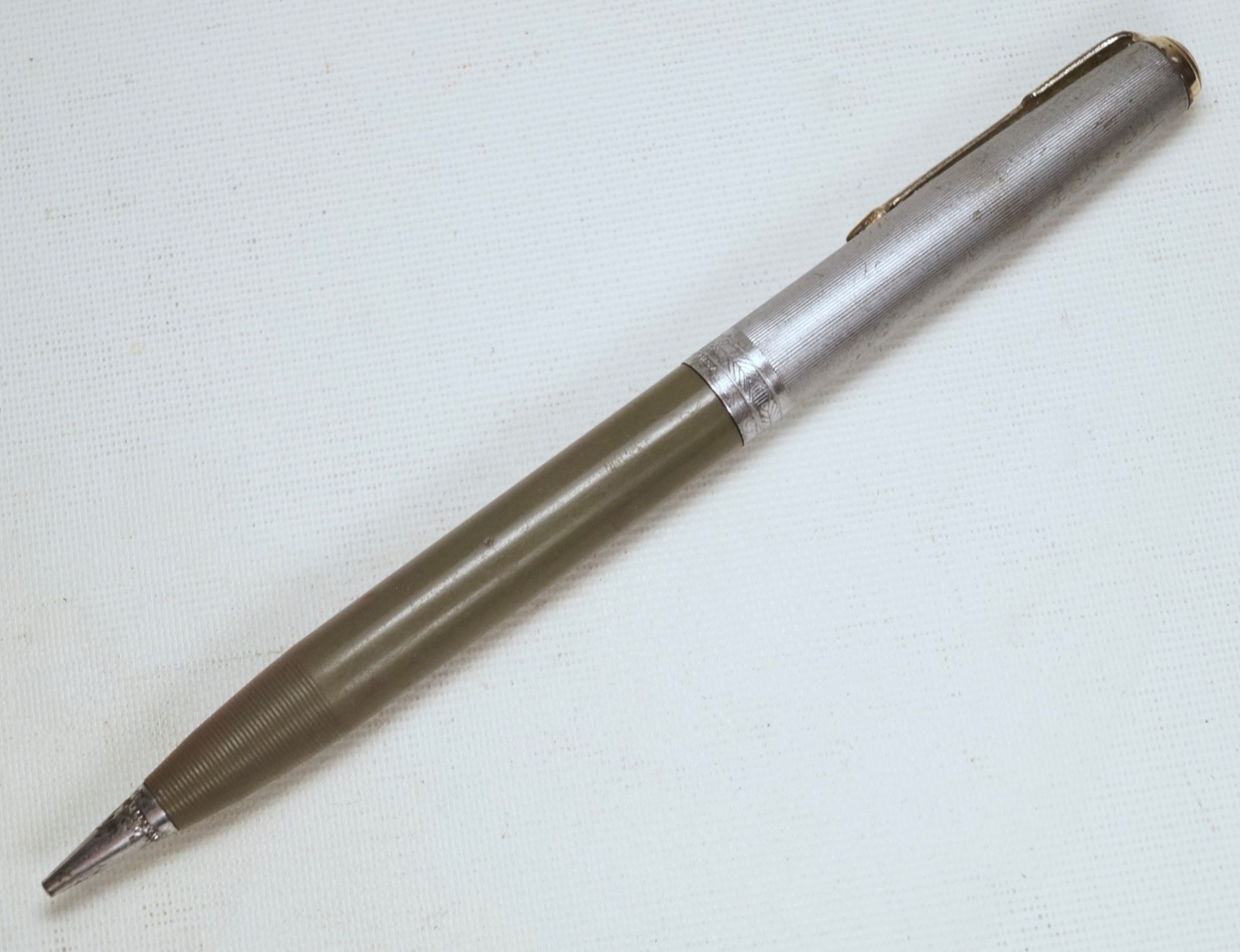 Parker 51 Pencil Sterling Cap Gray-Green Barrel GF Trim, For Parts or Repair