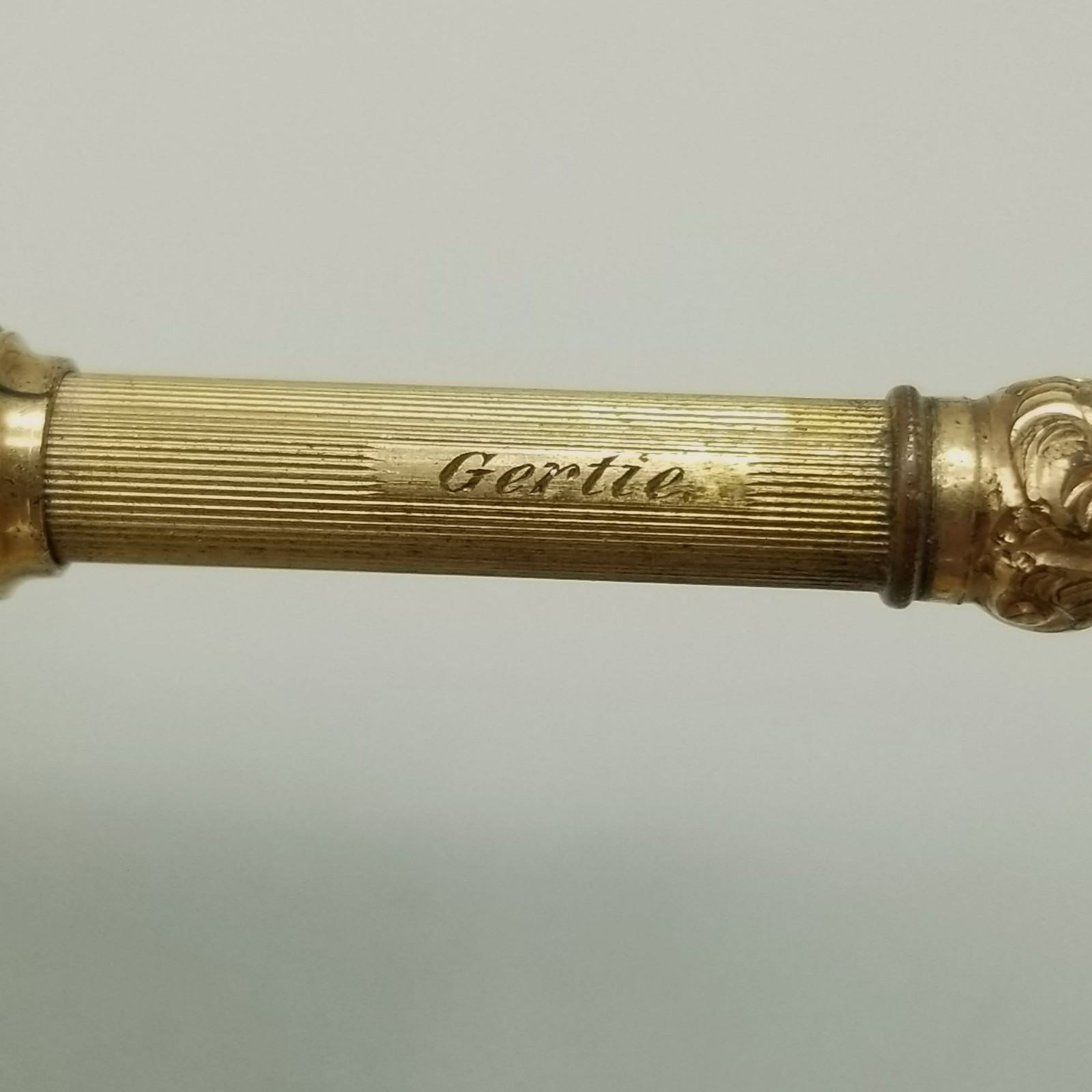 Antique Mechanical Retractable Propelling Pencil Gold Filled Engraved Gertie