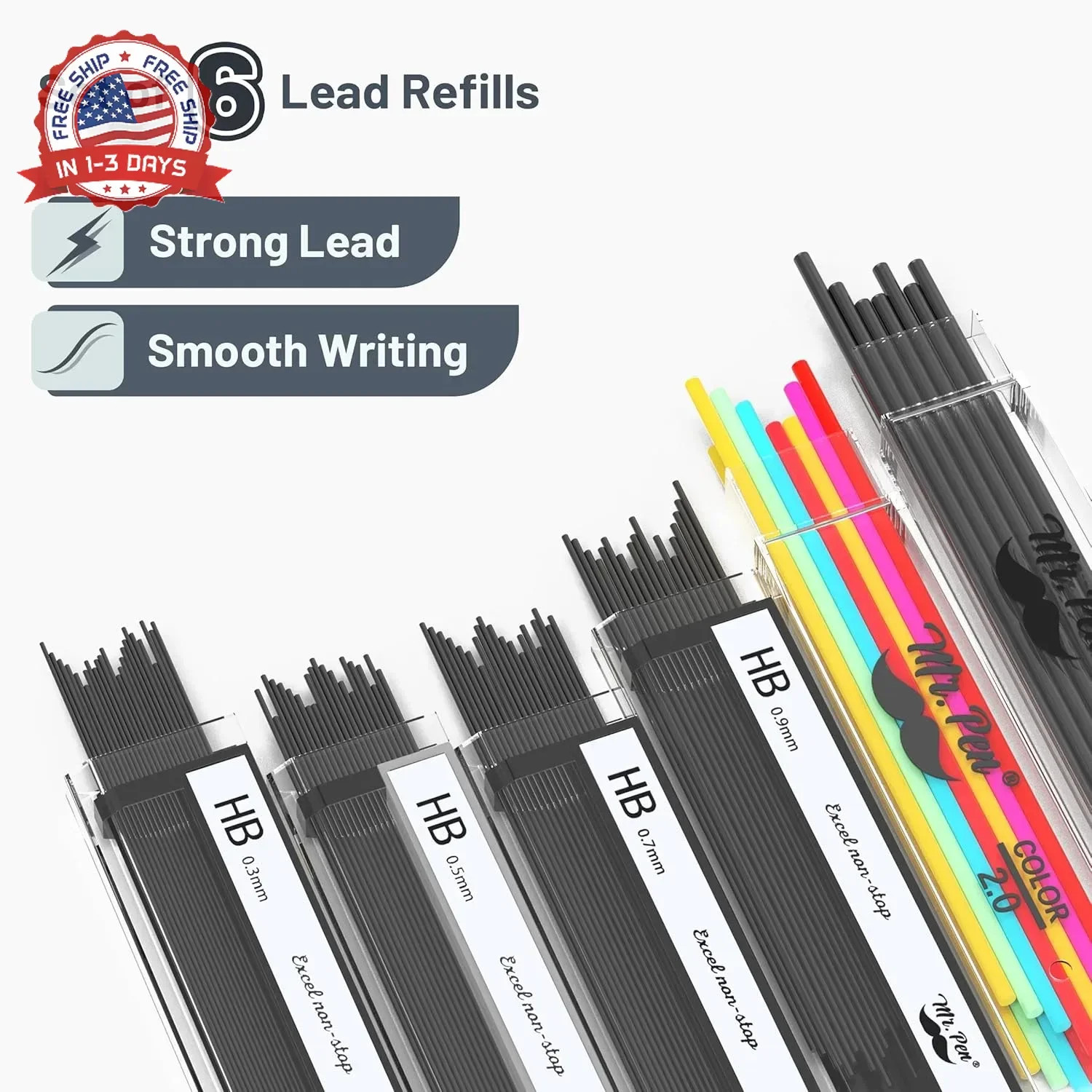 Mr. Pen- Metal Mechanical Pencil Set with Lead and Eraser Refills, 5 Sizes, 0.3,