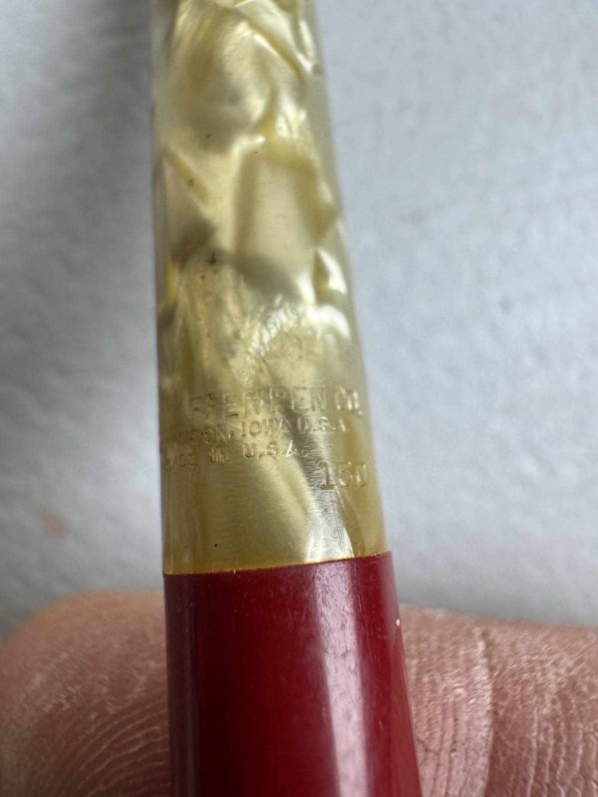 Vintage Sheaffer’s Mechanical Pencil Crimson Red & Pearl Marbled #150 USA Made
