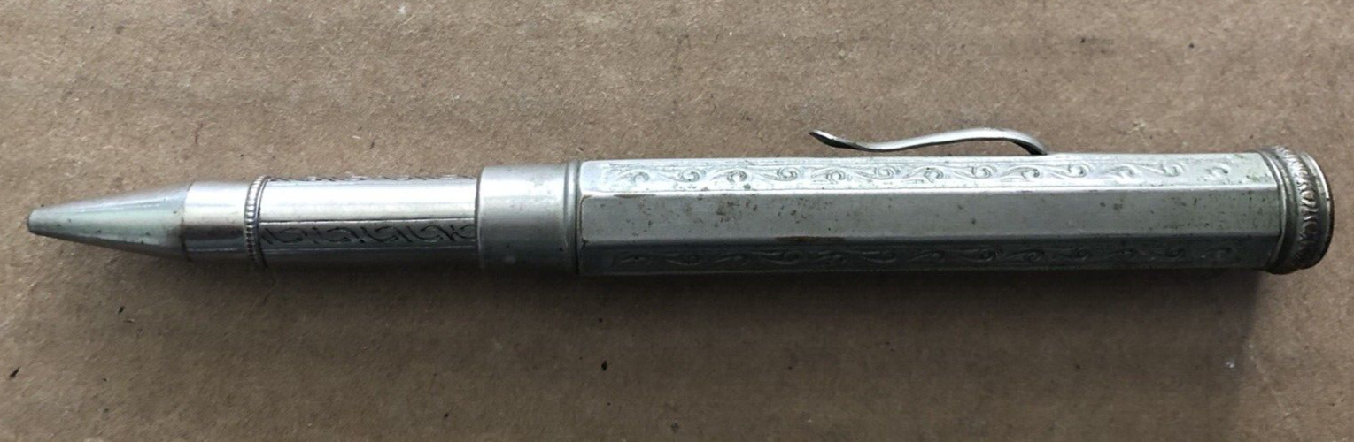 Vintage GERMANY Mechanical Pencil Silver Tone Fancy Art Deco 4 FOUR COLOR