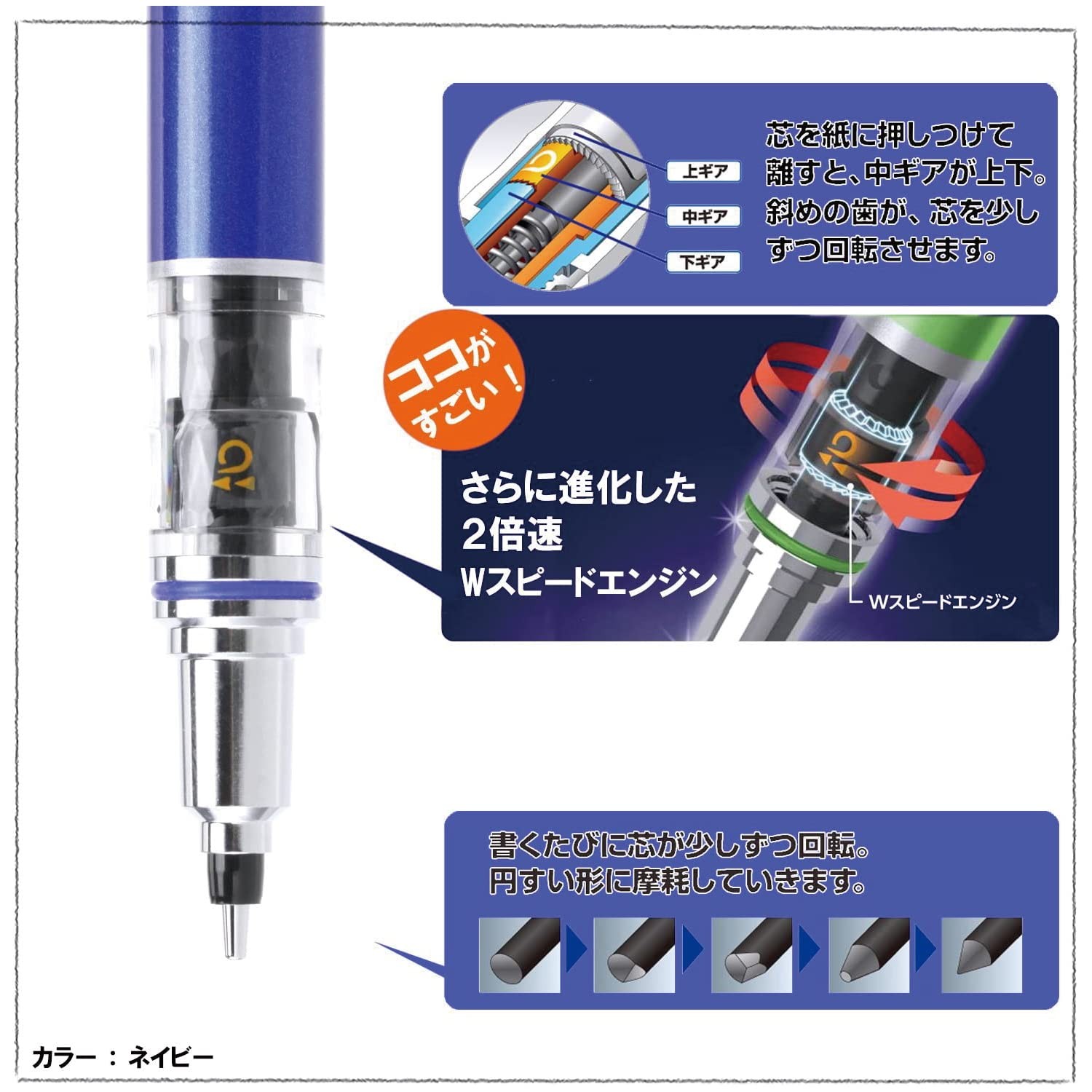 Mechanical Pencil KURUTOGA ADVANCE 0.5 Limited Sakura Bloom Package Navy M55591P