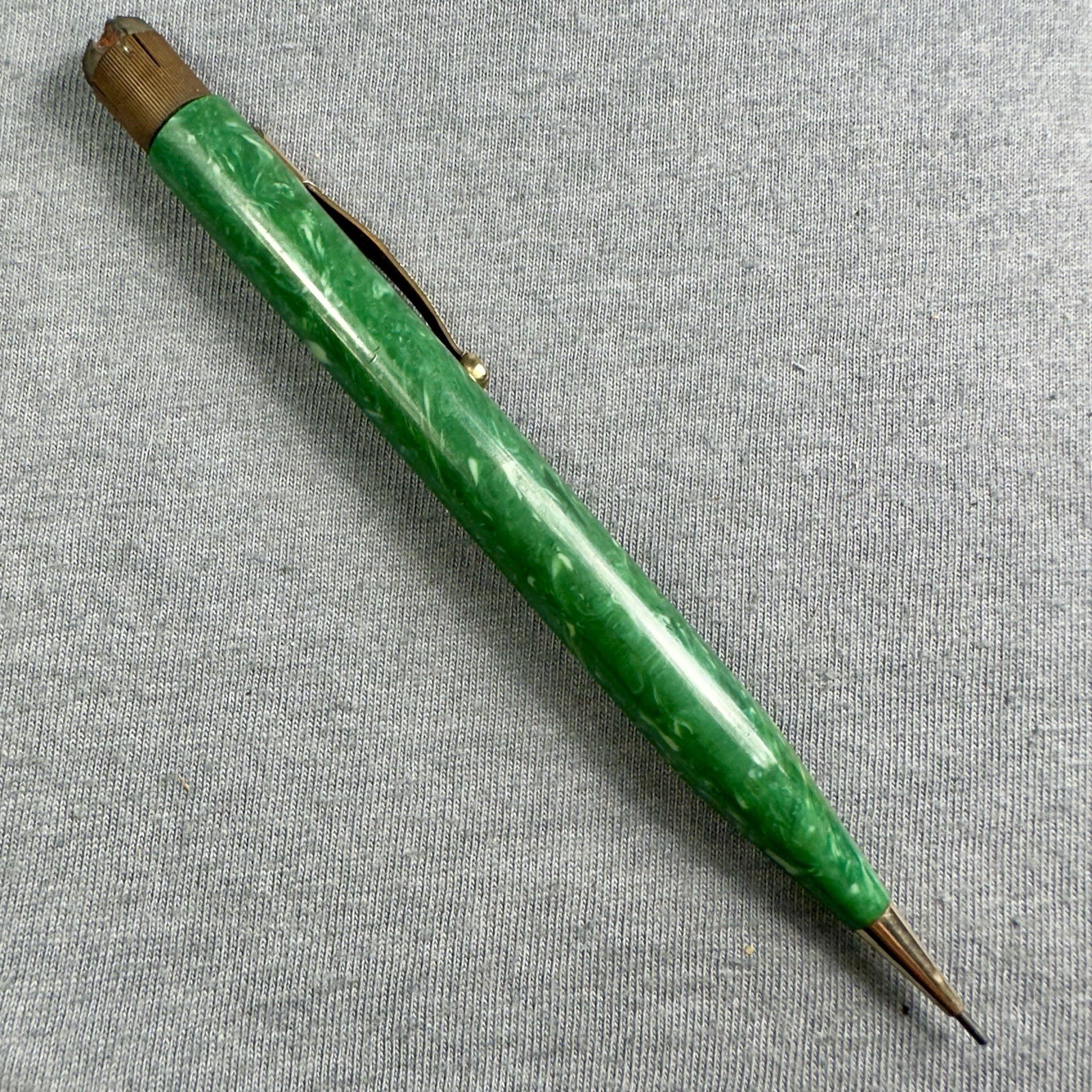 1920s Sheaffer’s Large Jade Green Lifetime Pencil Gold Filled Works Needs Crown