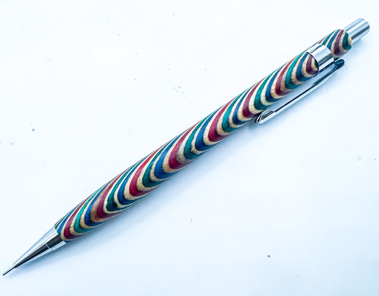 NEW Natural WOOD Rainbow Color MECHANICAL PENCIL 0.5mm Push Drafting