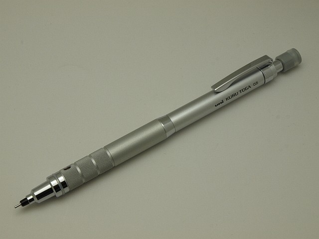Uni Kuru Toga Roulette Model Mechanical Pencil .5 mm Gun Metallic & Silver set 2