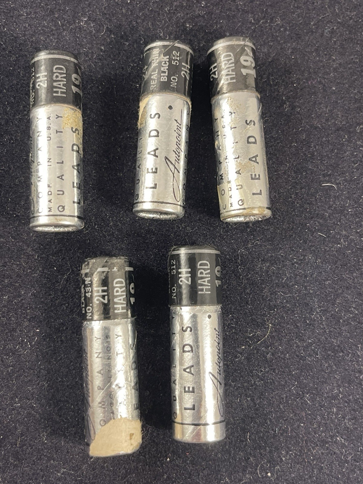 (5) Vintage 1960s Dur-O-Lite Green Mechanical 2H Pencil Bell System Prop + Leads