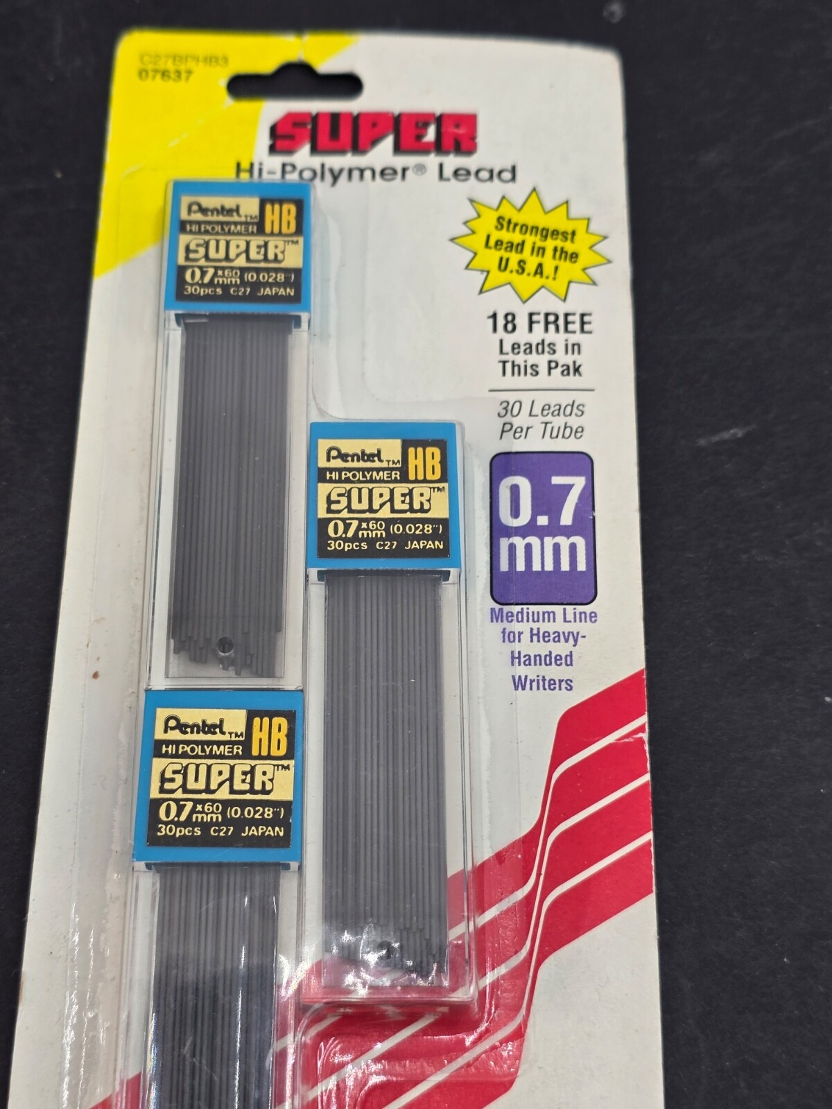 PENTEL PENCIL LEAD .7MM, NEW OLD STOCK, PACK OF 3