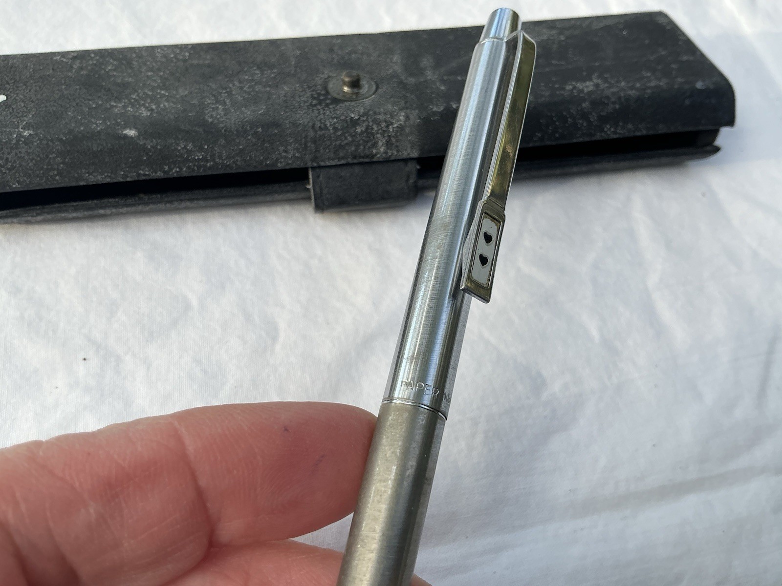 Vintage Paper Mate Mechanical Pencil Brushed Stainless Steel W/case