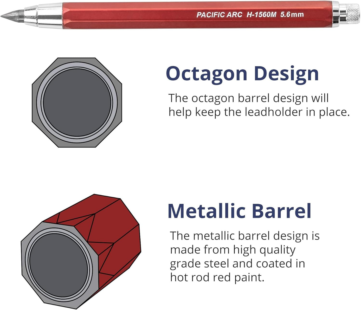Premium Red Technical Stainless Steel 5.6mm Clutch Lead Holder