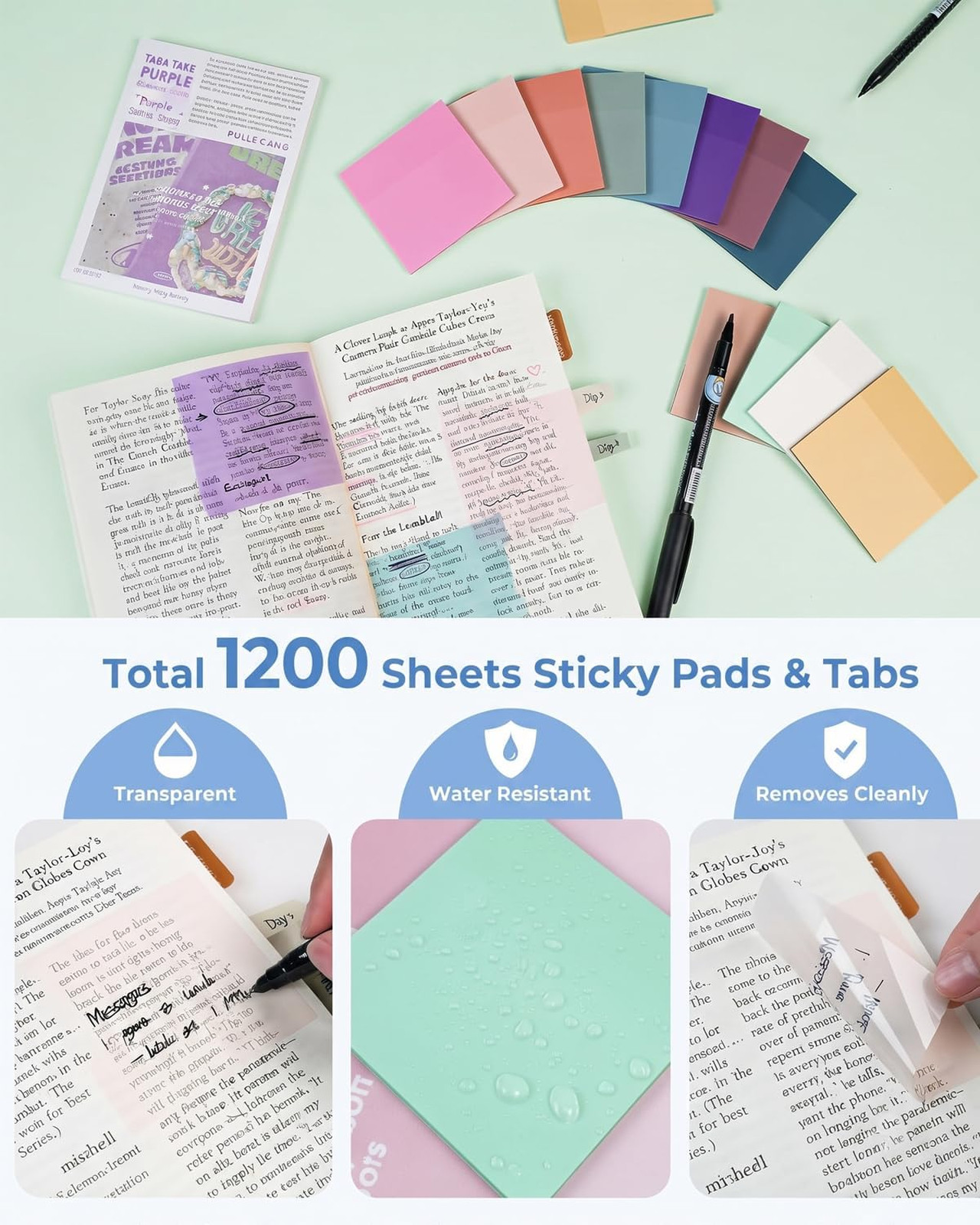 Aesthetic Stationery Kit with Pens Highlighters Sticky Notes and Pencils for