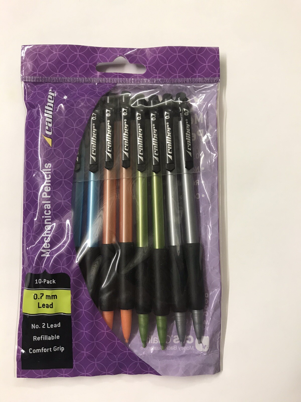 Caliber Mechanical Pencils 10 Pack-0.7mm #2 Lead-Refillable-Comfort Grip