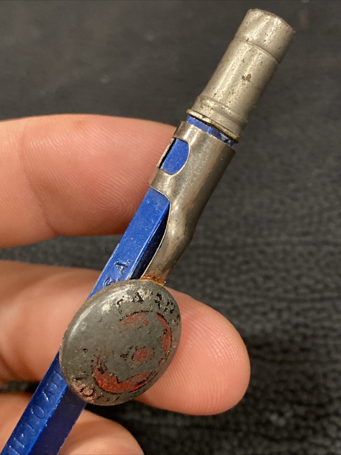 VTG 1930’s SCRIPTO 4-47 Blue STARRETT TOOLS Advertising Button Mechanical Pencil