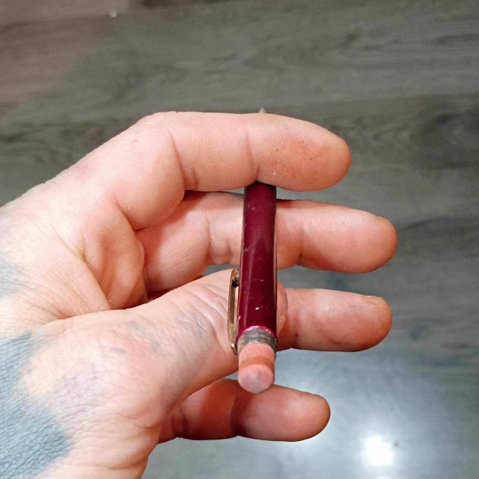 vintage Red Metal Twist Click Mechanical Pencil with Retractable Tip
