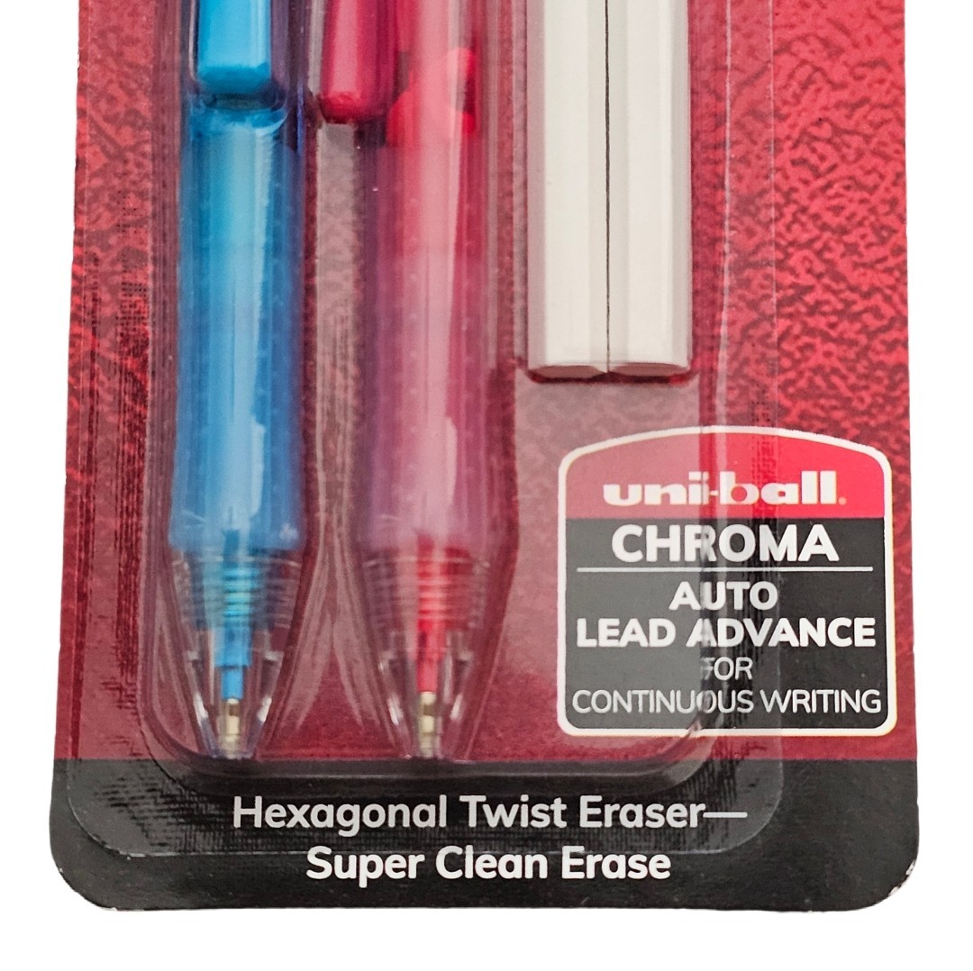 2 Uni-Ball Chroma Mechanical Pencils 0.7mm Auto Lead Advance Shock Absorbing