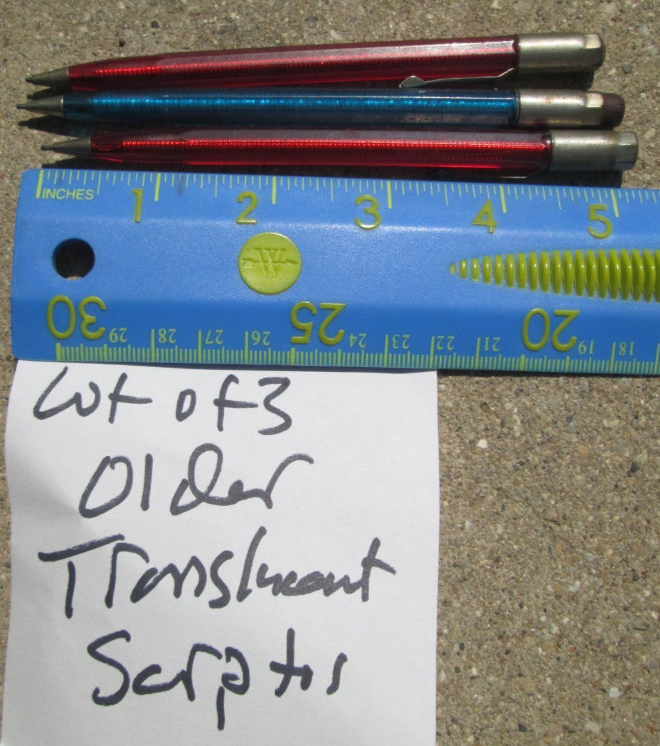 Lot of 3 Vintage Scripto Atlanta Transparent Mechanical Pencils Parts or Repair
