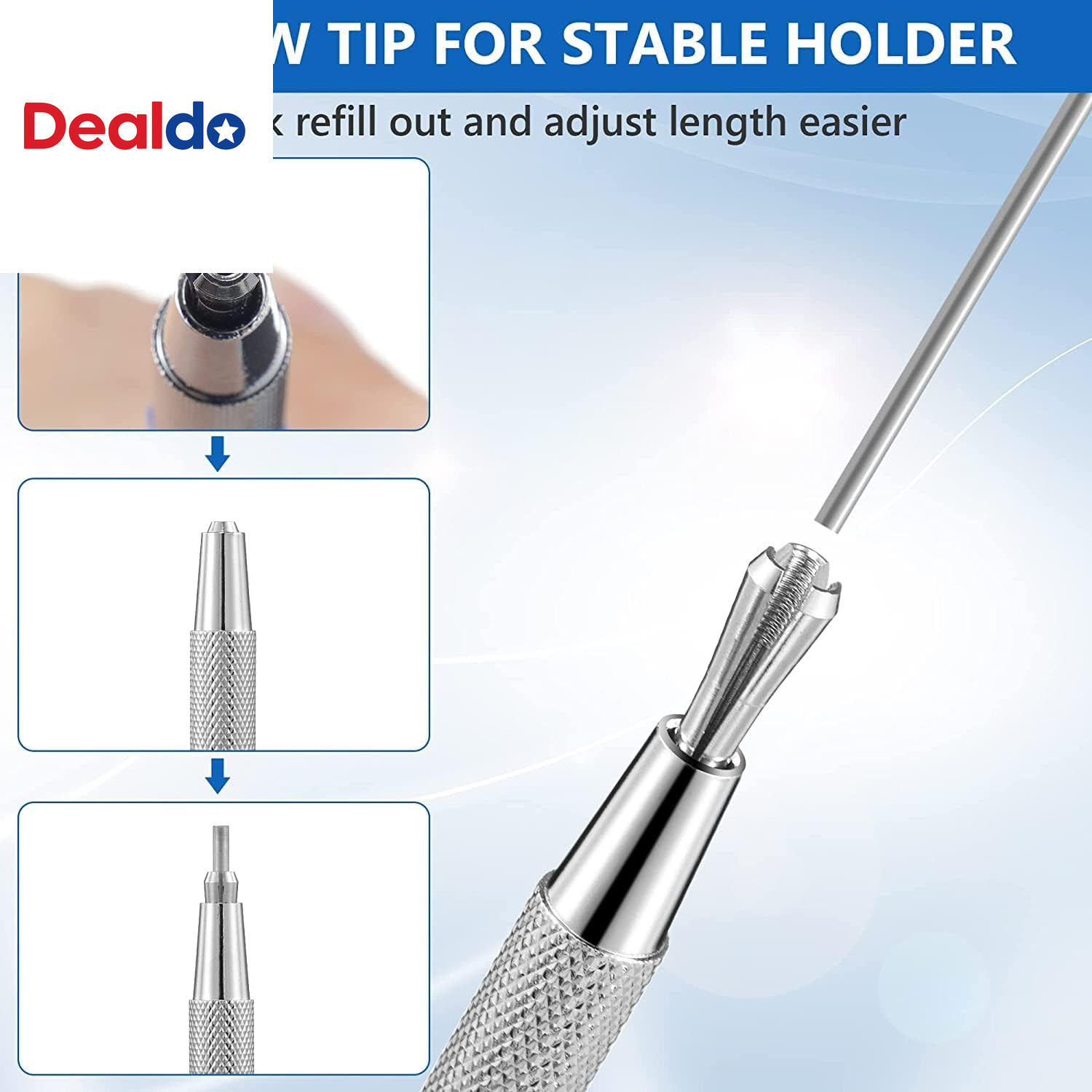 4 Pcs Welders Pencil with 48 Pcs Silver round Refills, Mechanical Pencils Metal