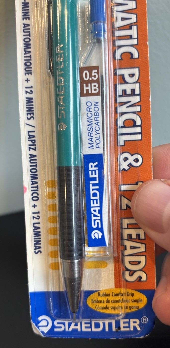 Staedtler Marsmicro 0.5 mm Green Mechanical Pencil & Leads Comfort Grip NOS
