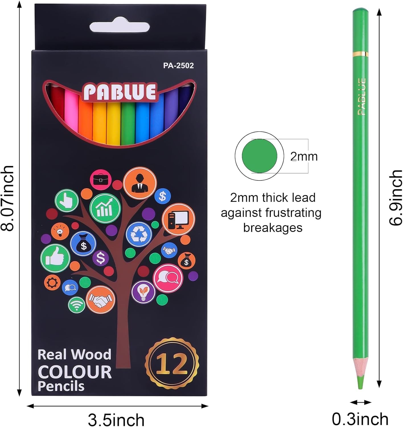 Colored Pencils, Premium Soft Core, 1 Count (Pack of 12), Multicolor-12pack