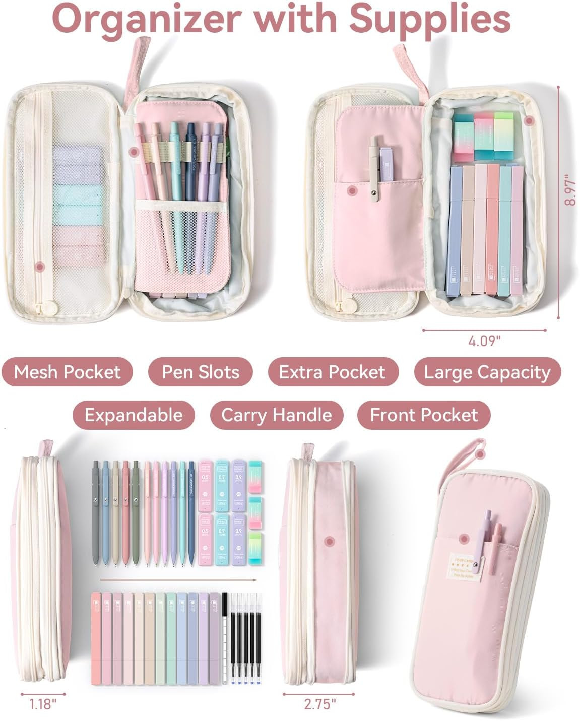 39 PCS Aesthetic Stationery Set with Cute Pen Case, College Supplies and Nursing