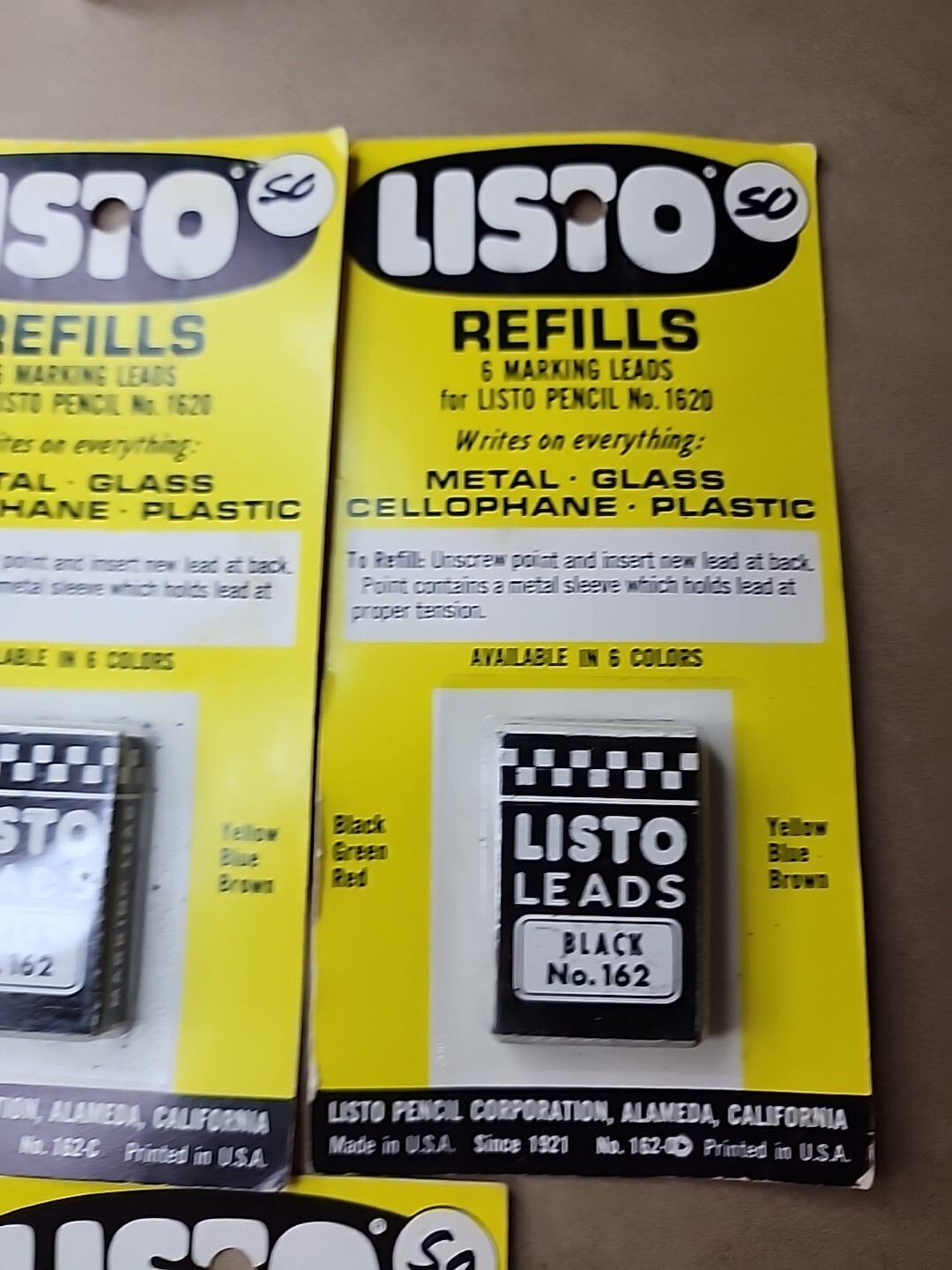 5 pks Vintage Listo Leads Black Grease 162c Made USA Cali NO UPC NOS Fits 1620