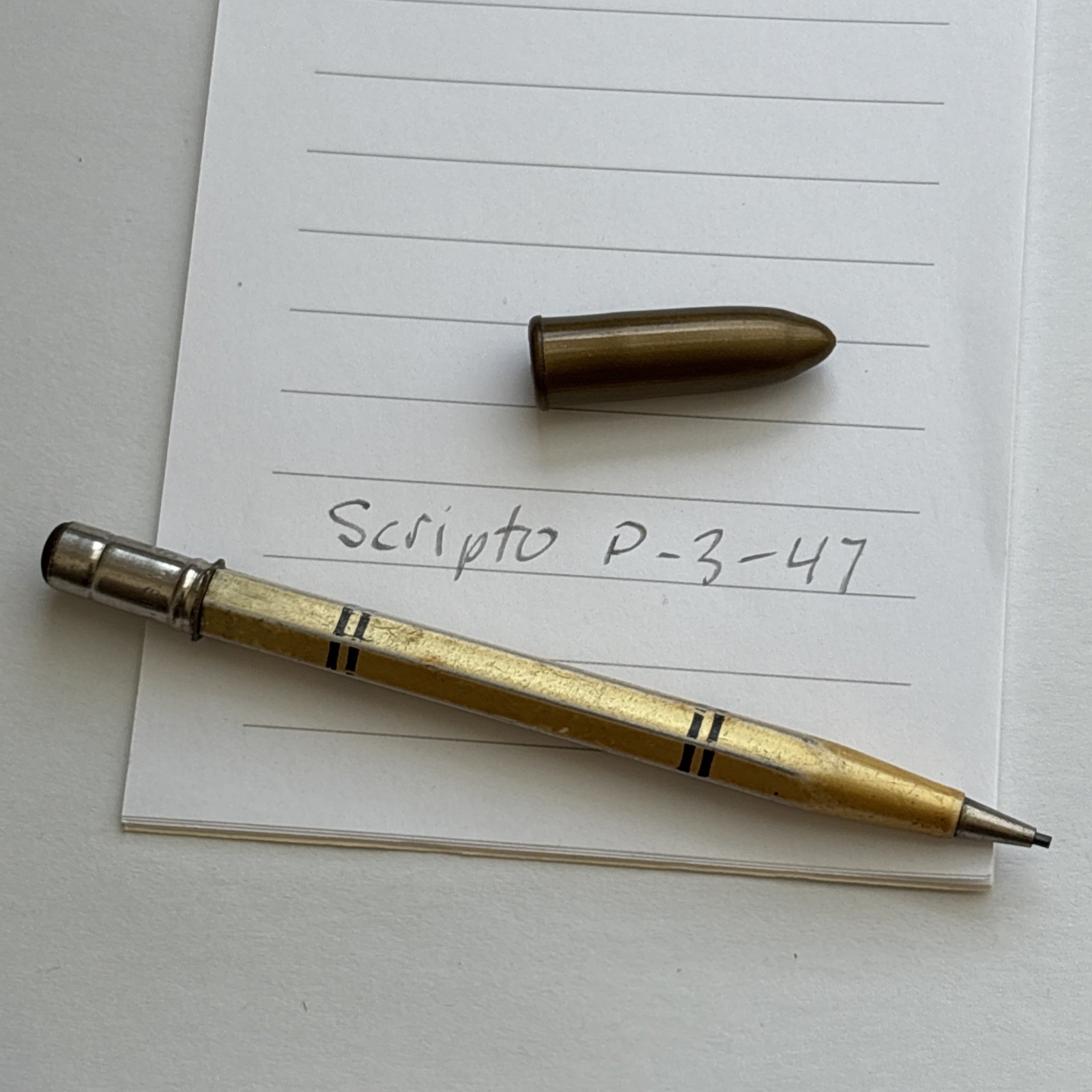 Vintage SCRIPTO P-3-47 Mechanical Aluminum Pencil ATLANTA USA Bullet Cap