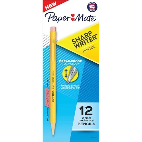 Paper Mate SharpWriter Mechanical Pencils, 12 Count (Pack of 1) 12 Count Yellow