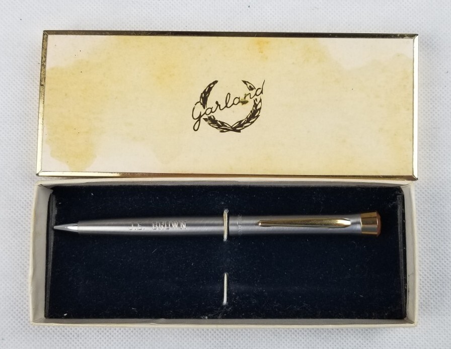 GARLAND Monogrammed J. E. Brown Chrome Mechanical Pencil With Box EUC