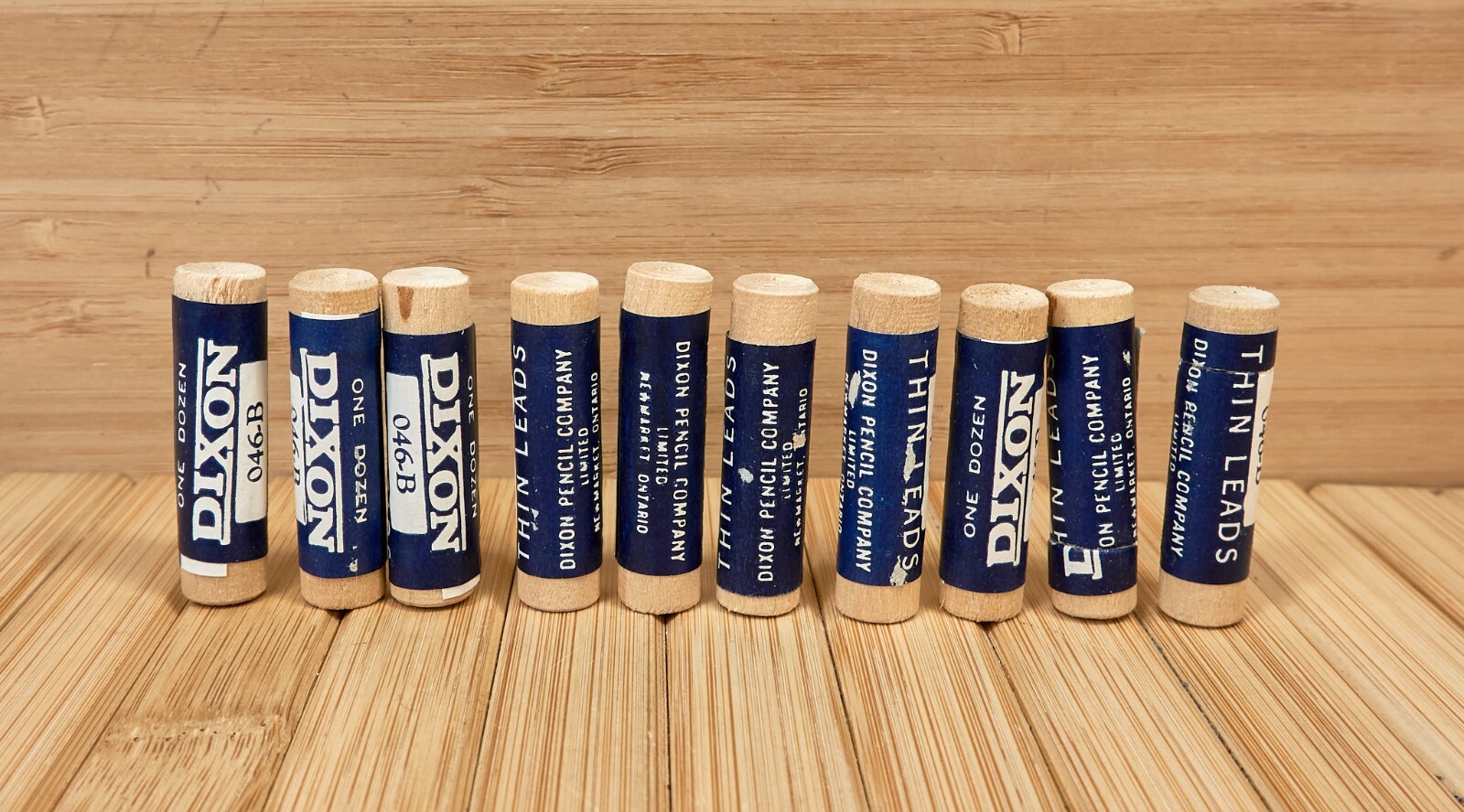Vintage Dixon Wood Tube Pencil Thin Leads, Set of 13, Made in Canada