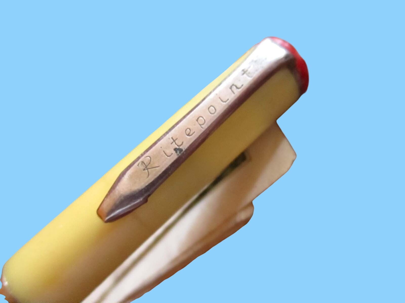 Vintage Ritepoint Advertising Pencil Hast Lumber Co. Yellow Swirl Barrel