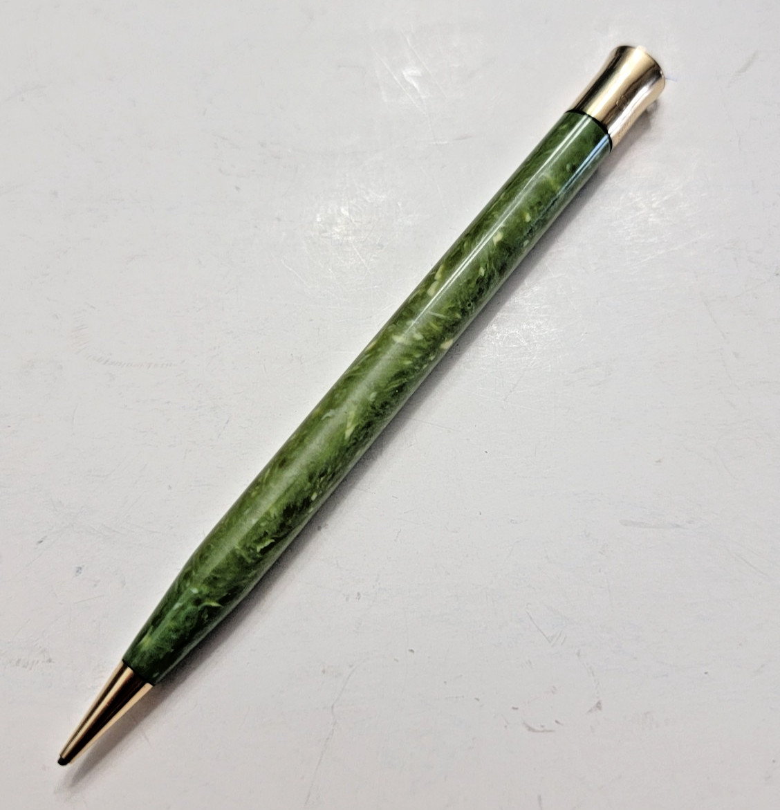 1920s Sheaffer’s Mini Jade Green Ring Top Gold Filled Mechanical Pencil