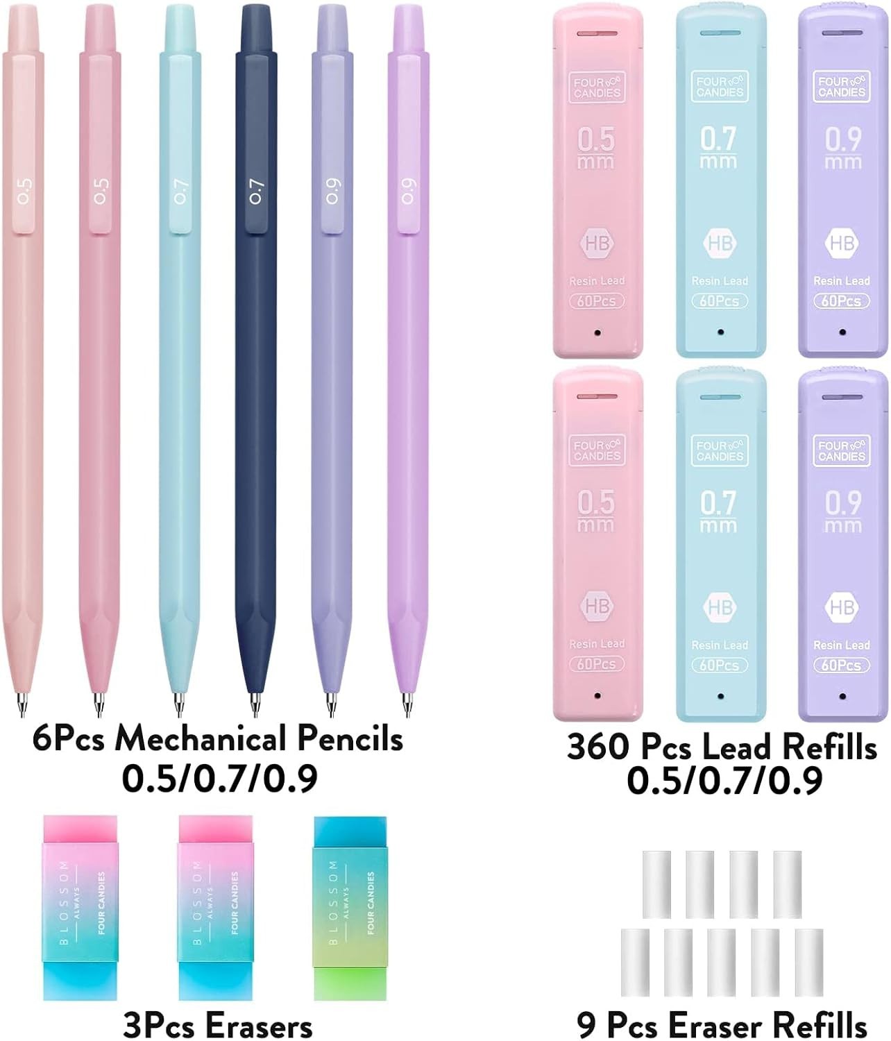 Adorable 6PCS Cute Mechanical Pencils with Triangular Grip – Ideal for All Ages