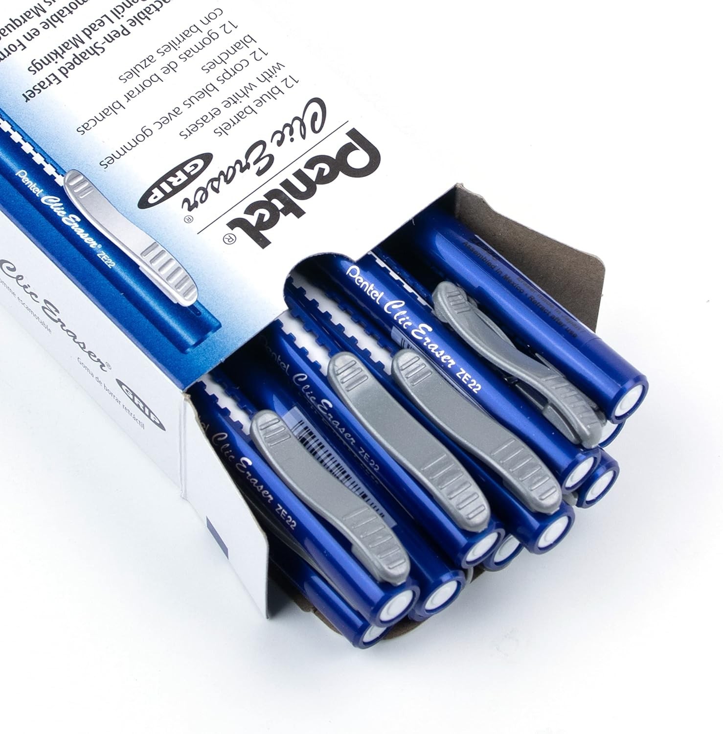 Retractable Eraser – Latex-Free Grip, 12 Count