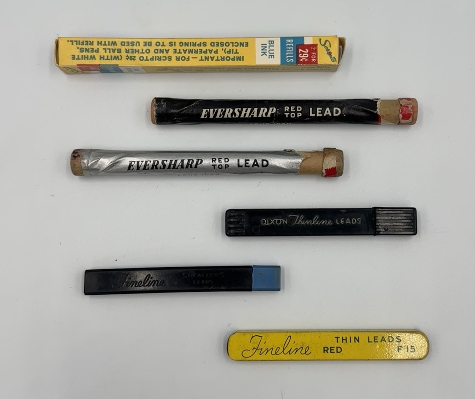 Vintage Mechanical Pencil Lead Refill Lot Eversharp Sheaffer Dixon Scripto Tubes