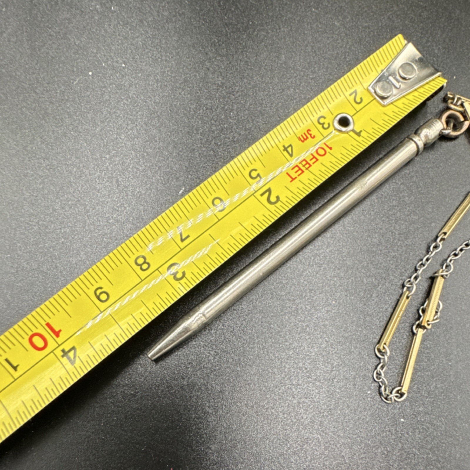 Vintage 1920s German Twist Mechanical Pencil attached to a Silver/Gold chain