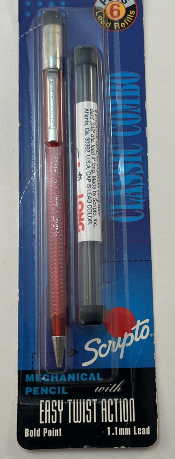 1993 Scripto Classic Combo Twist Mechanical Pencil 1.1 mm 02319 with Refill Red