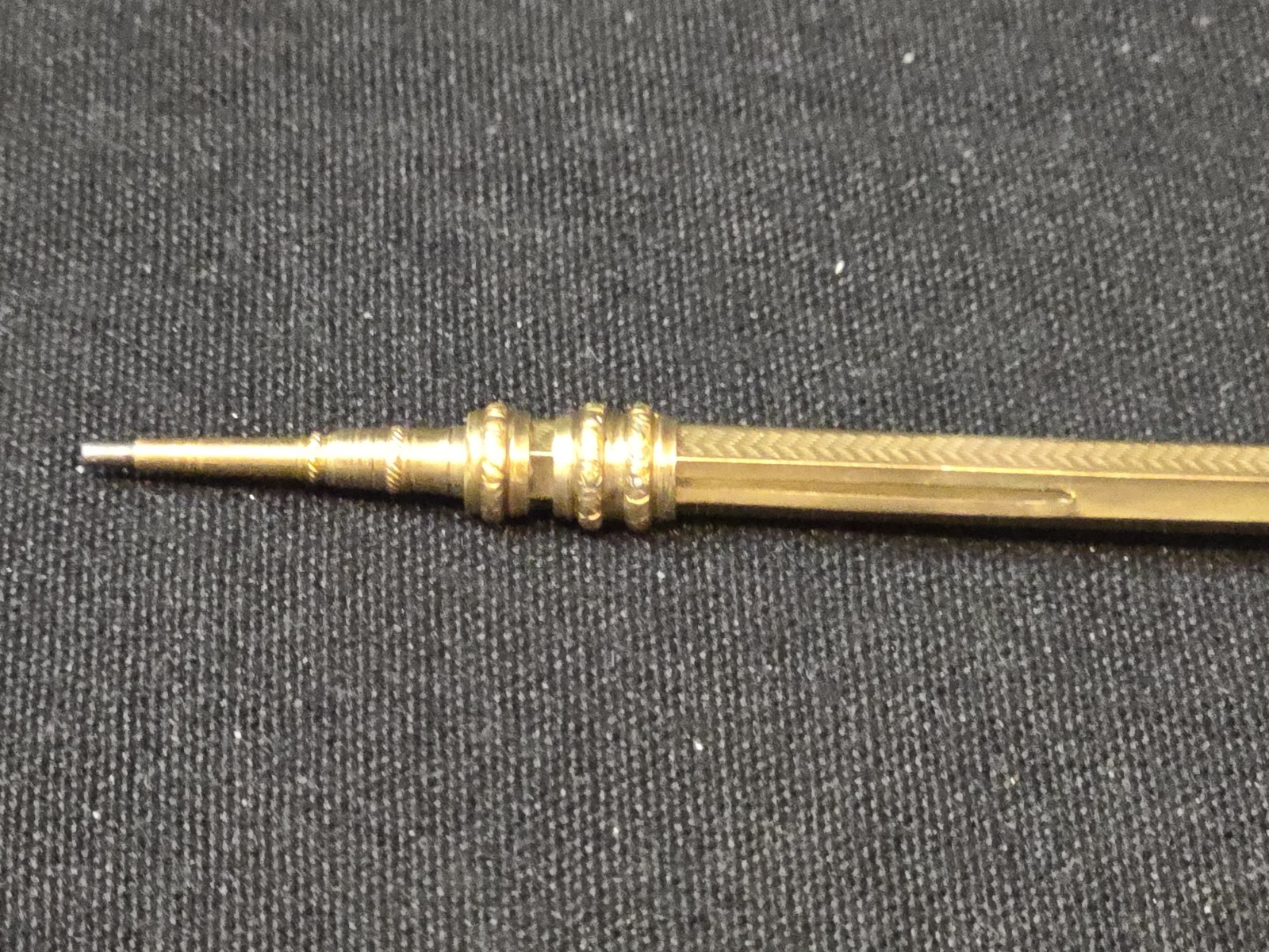 Antique Victorian Gold Filled Propelling Pencil Red Stone Fob Watch Chain 4″