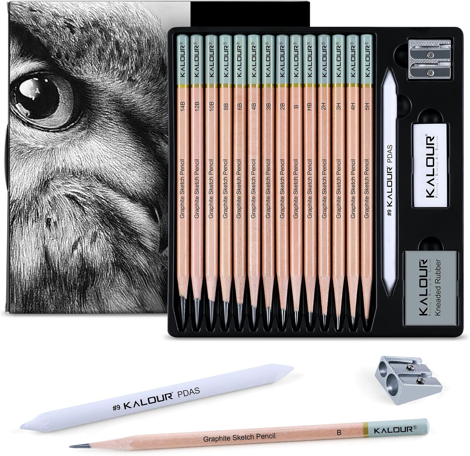 KALOUR 18-Piece Professional Sketch Pencil 18 Count (Pack of 1), Multicolor