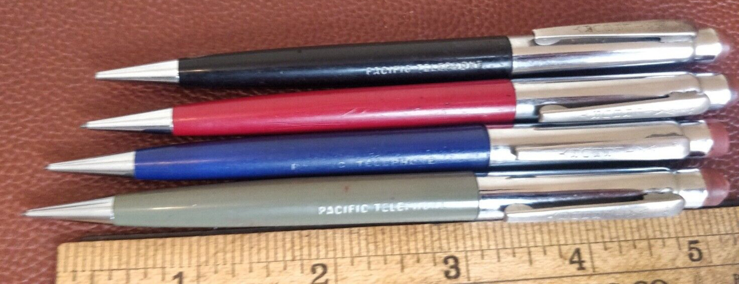 Vintage Set of 4 Waterbury chrome Mechanical Pencil – Pacific telephone 🇺🇸 USA