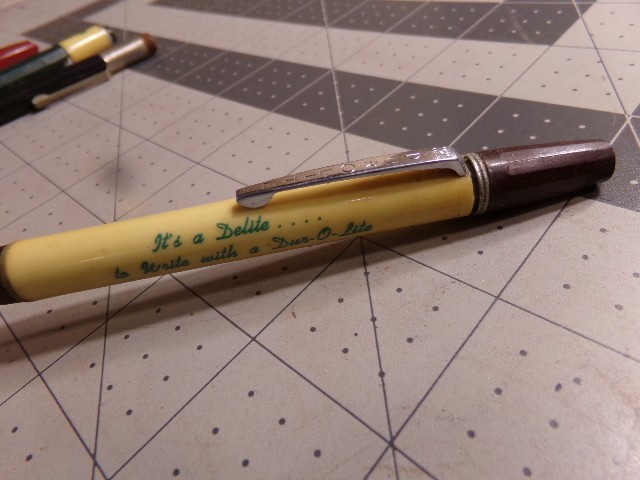 4 Vintage Durolite Advertising Mechanical Pencils. Dur-O-Lite, P &G, Dale Carnig