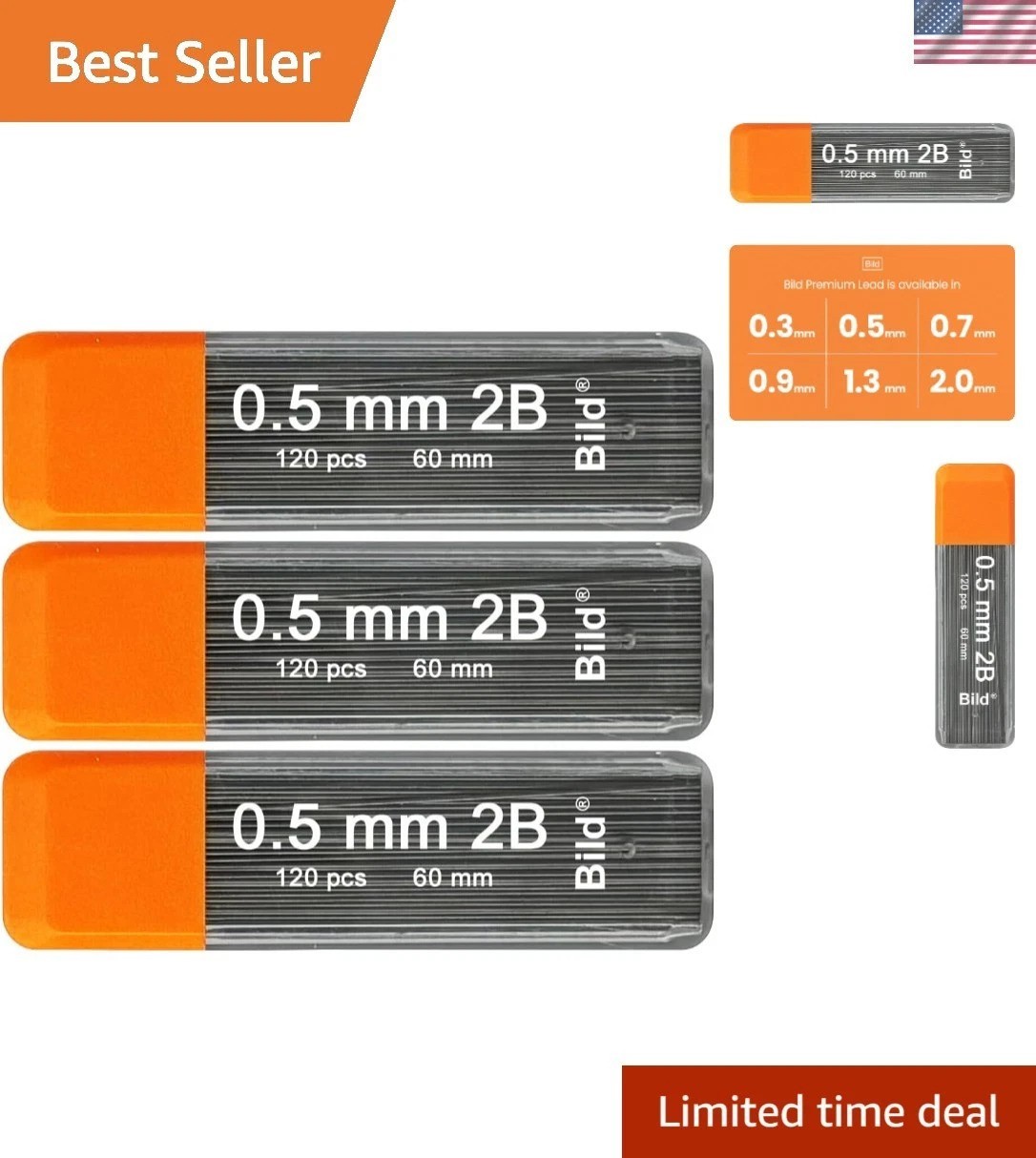 High-Density 2B Graphite Lead Refills for 0.5mm Mechanical Pencils – Adult Use